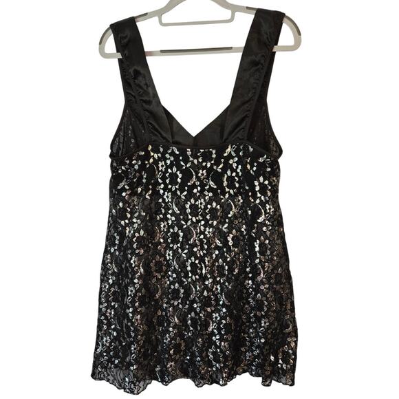 VINTAGE Y2K Floral Metallic Sheer Lace Babydoll Tank Top Large Whimsigoth - Picture 3 of 11